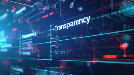 Futuristic Interface Highlighting Ethical AI Principles