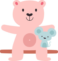 Fototapeta premium Bear And Mouse Friends