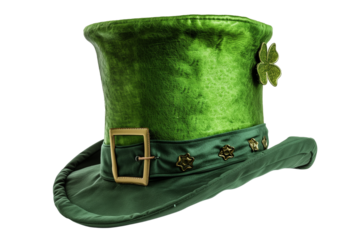 green leprechaun hat isolated on transparent background. 