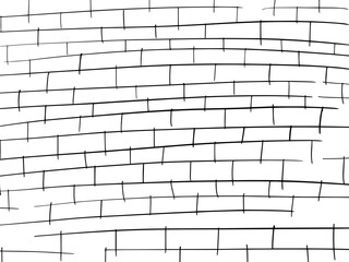 Hand-drawn brick wall  line crosshatch textures. Vector scribbles, horizontal and wavy strokes. Different types of hatching. Vector illustration