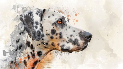 Dalmatian Dog Watercolor Painting with Soft and Transparent Touch