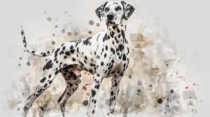 Dalmatian Dog Watercolor Painting with Soft and Transparent Touch
