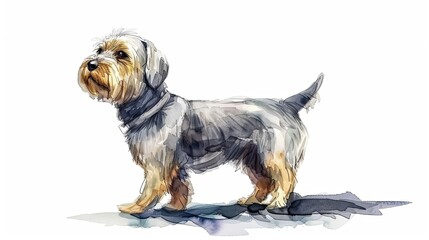 Whimsical Dandie Dinmont Terrier in Watercolor