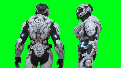 Military futuristic cyborg, robot. 3d rendering.