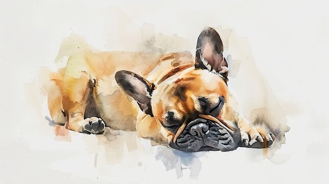 French Bulldog Watercolor Painting with Soft and Transparent Touch
