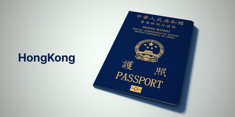 HongKong Passport.
3d rendering passport on white background.