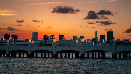 city skyline at sunset miami 