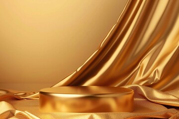 gold colour object stage podium stand for sample product showcase display advertising background...