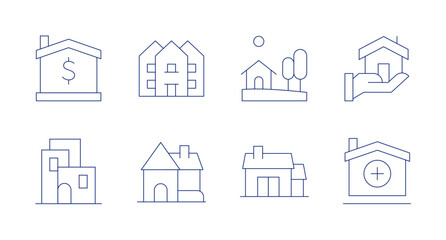 Property icons. Editable stroke. Containing property, house, buyhome.