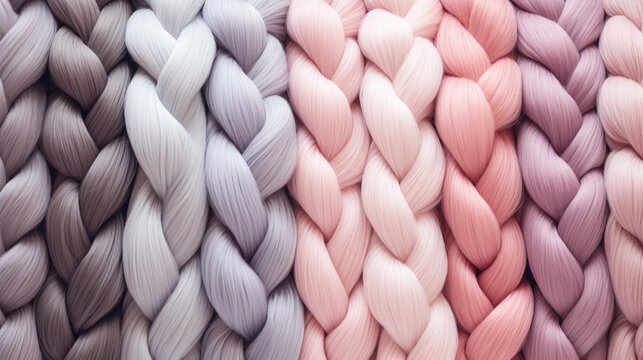Soft Pastel Colored Giant Yarn Braids. © Media Srock