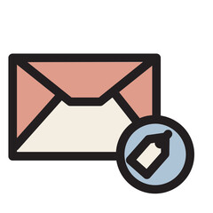 Email Envelop Letter Mail Message Tag Filled Outline Ocon