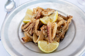 mixed fried fish, Italian food