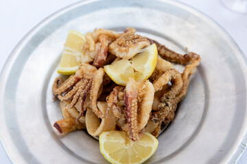 mixed fried fish, Italian food
