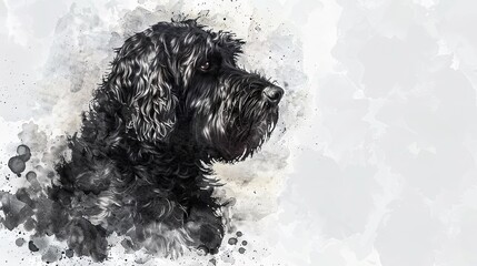 Playful Elegance: Portuguese Water Dog in Watercolor Bliss