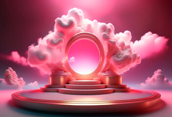 3d podium render of a glowing cloud