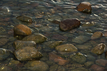 Clear river water and pebbles