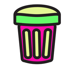 Basket Dustbin Garbage Junk Recycle Trash Waste Filled Outline Icon