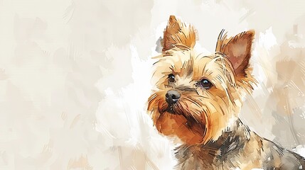 Whimsical Yorkshire Terrier: Soft Watercolor Painting on White Background