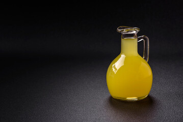 Alcoholic drink yellow limoncello in a small glass