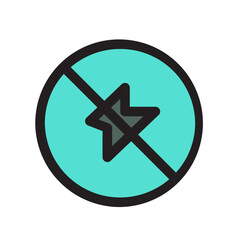 Flash Forbidden Light Prohibition Sign Thunder Filled Outline Icon