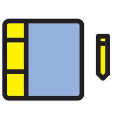 Computer Graphic Hardware Illustration Pen Screen Tablet Filled Outline Icon