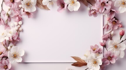 Fototapeta na wymiar Notebook with flowers surrounding it