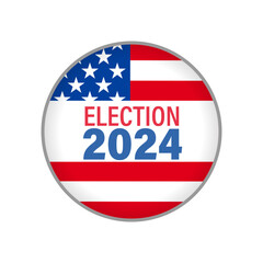 Election 2024 Voting USA round emblem. Presidential Election US concept, November 5. Vector illustration
