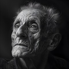 Elderly person’s profile, showing age and resilience.