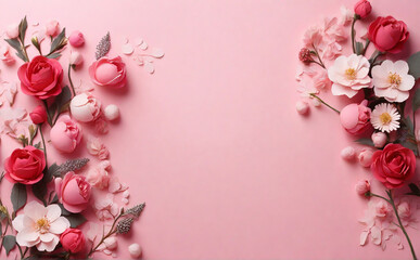 Beautiful spring flowers on paper background