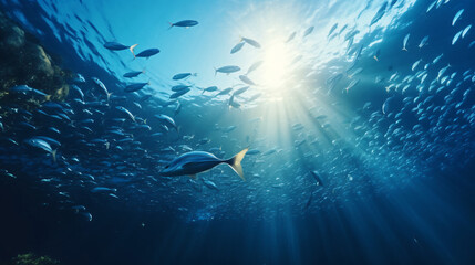 Fototapeta na wymiar Small fish in the sea under water
