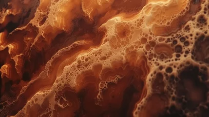 Schilderijen op glas A dynamic abstract fluid background in burnt orange and deep brown, reminiscent of a desert landscape at sunset. © MalikAbdul