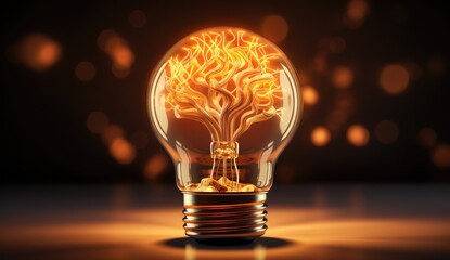 Brain light bulb human brain glowing inside of light bulb. Conceptual symbol of idea and insight