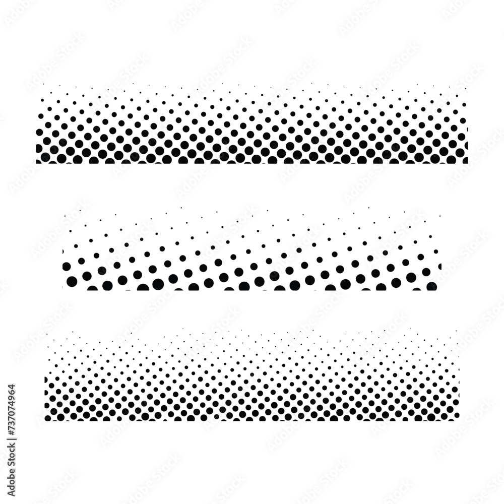 Aufkleber Set of Doted halftone circles, halftone dot pattern, halftone element, comic book Pop art style. Pattern with doted circles, halftone dotted backdrop. sun burst dot