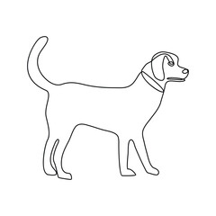 Vector dog pet animal continuous one line art silhouette drawing isolated on white background 