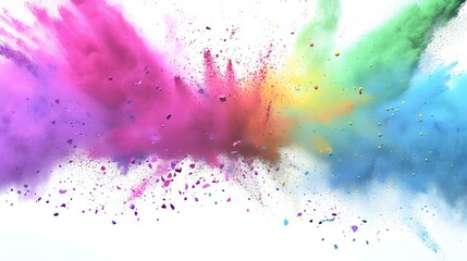 Explosion of colored powder isolated on a white background. Abstract colored background