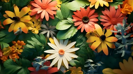 Tuinposter 3d rendering of colorful flower background. Colorful flower background. © shameem