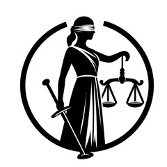 Lady Justice logo black color vector image