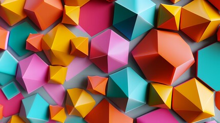 3d rendering of abstract geometric shapes background in low poly style.