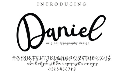 Daniel. Handdrawn calligraphic vector font for hand drawn messages. Modern gentle calligraphy