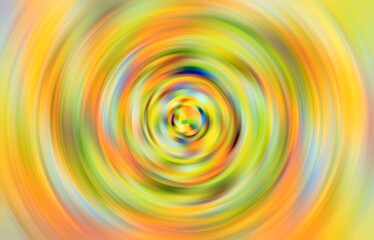 Obraz premium Wirujące w ruch okrężnym kolorowe koncentryczne okręgi w jasnych słonecznych barwach, rozmycie ruchu - abstrakcyjne tło, tapeta, gradient