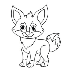 Funny fox cartoon for coloring book.