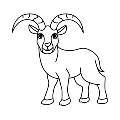Funny ibex cartoon for coloring book.