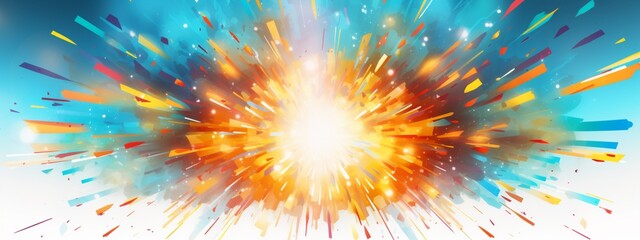 It is an illustration of an explosion in the center and is intended to be used as a banner.