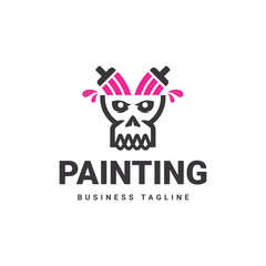paint skull logo design