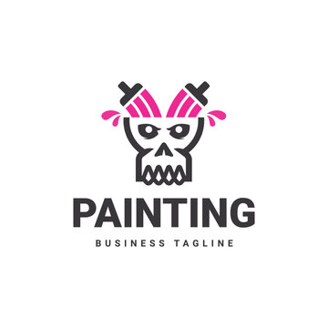 paint skull logo design