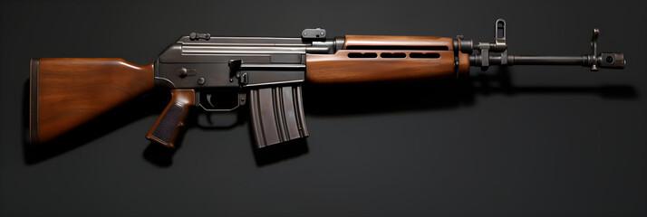 Detailed view of Classic FN FAL Semi-Automatic Rifle - A Steel Symbol of NATO's Cold War Era - obrazy, fototapety, plakaty