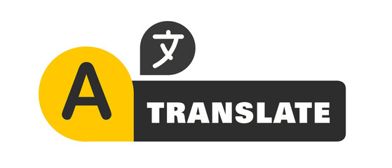 Logo per l'app Traduttore. Bolle di chat con traduzione in lingua. Traduttore online multilingue. Traduttore online. Illustrazione illustrazioni
