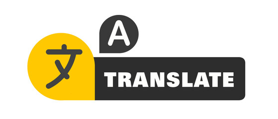 Logo per l'app Traduttore. Bolle di chat con traduzione in lingua. Traduttore online multilingue. Traduttore online. Illustrazione illustrazioni