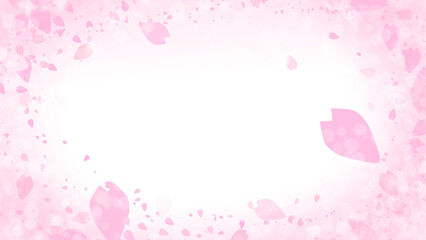 pink background with flowers sakura spring cherry blossom frame