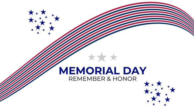 Memorial Day patriotic image background. America Honoring All Who Served. banner, cover, poster, flyer, website, brochure, greeting card, backdrop. Vector illustration